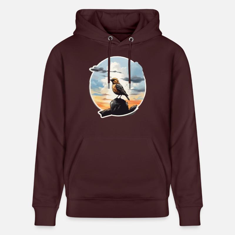 Landschaft Gemälde mit Vogel - Stanley/Stella Unisex Bio-Hoodie CRUISER  - Maroon