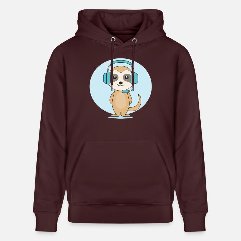 Erdmännchen mit Headset - Stanley/Stella Unisex Bio-Hoodie CRUISER  - Maroon