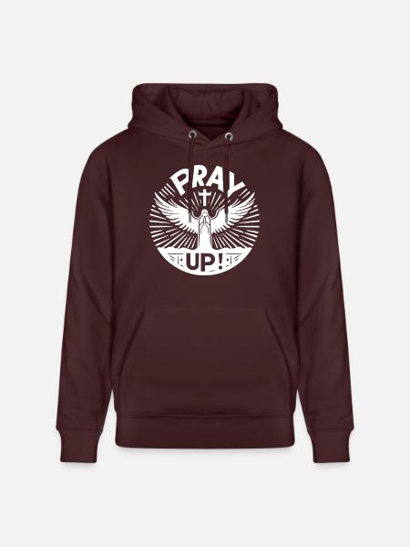 Pray Up - Stanley/Stella CRUISER Unisex Organic Hoodie - maroon
