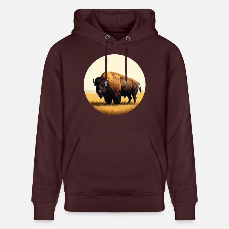 Bison dans la prairie - Sweat à capuche bio CRUISER Stanley/Stella Unisexe - maroon