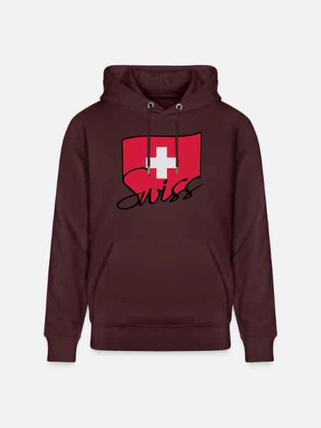 Swiss Flag Logo - Stanley/Stella CRUISER Unisex Organic Hoodie - maroon