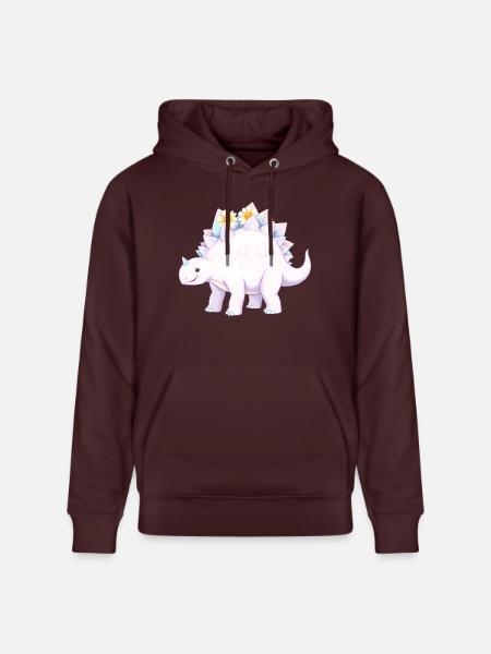 Whimsical Purple Dinosaur with Daisies - Stanley/Stella CRUISER Unisex Organic Hoodie - maroon