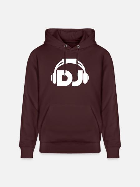 DJ Headphones Music Party Celebrations Text Lettering - Stanley/Stella CRUISER Unisex Organic Hoodie - maroon