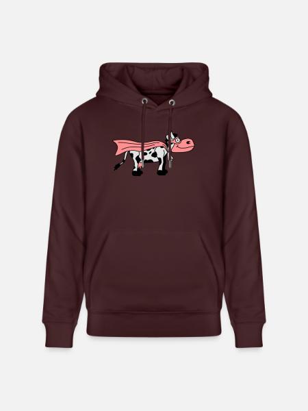 Super Cow Cartoon - Stanley/Stella CRUISER Unisex Organic Hoodie - maroon