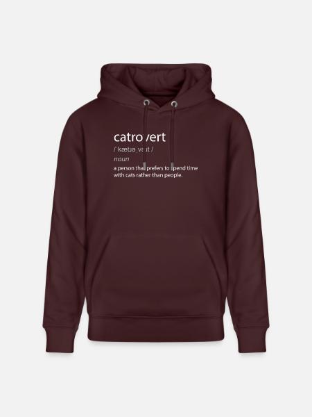 Catrovert Cat Lover Witty Definition - Stanley/Stella CRUISER Unisex Organic Hoodie - maroon