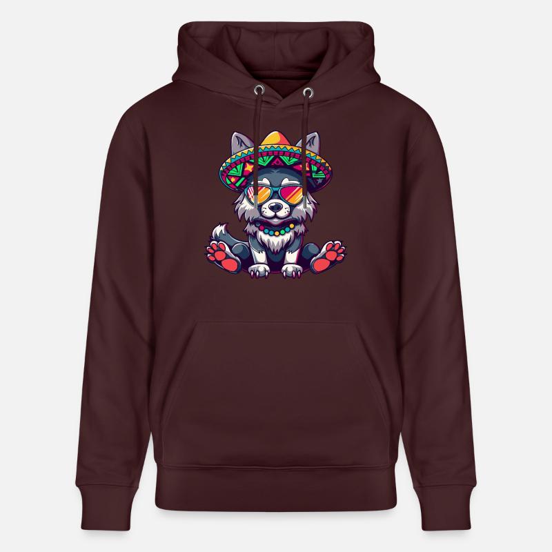 Loup Bande Dessinée Drôle Sombrero - Sweat à capuche bio CRUISER Stanley/Stella Unisexe - maroon