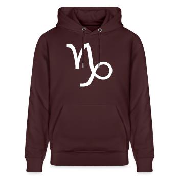 Sternzeichen Steinbock, exklusives T-Shirt Design - Stanley/Stella Unisex Bio-Hoodie CRUISER  - Maroon - Vorne - Alina (178cm) & Michal (187cm)