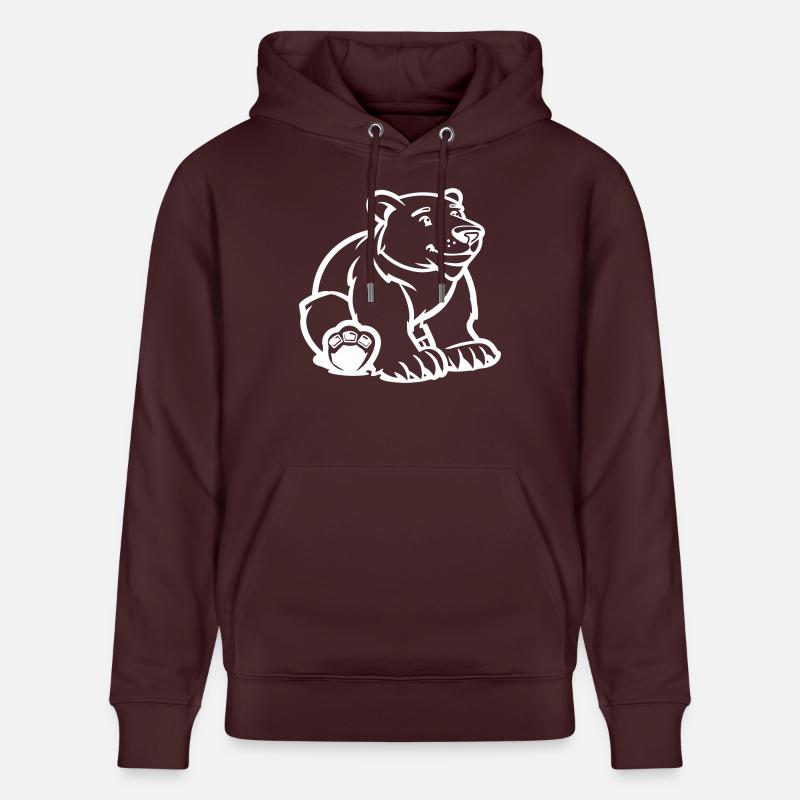 Polar Bear Comic Bear - Stanley/Stella CRUISER Unisex Organic Hoodie - maroon
