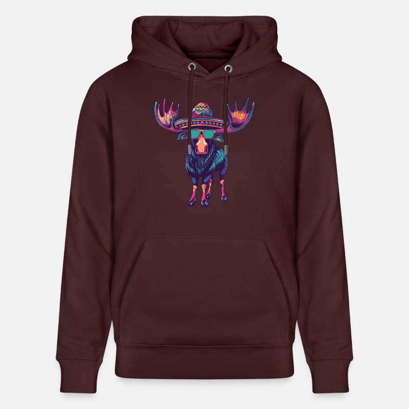 Elch Comic Lustig Sombrero - Stanley/Stella Unisex Bio-Hoodie CRUISER  - Maroon
