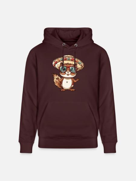Squirrel Comic Funny Sombrero - Stanley/Stella CRUISER Unisex Organic Hoodie - maroon