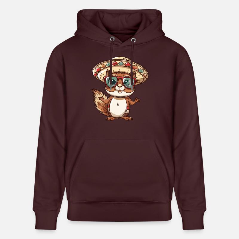 écureuil bande dessinée drôle sombrero - Sweat à capuche bio CRUISER Stanley/Stella Unisexe - maroon