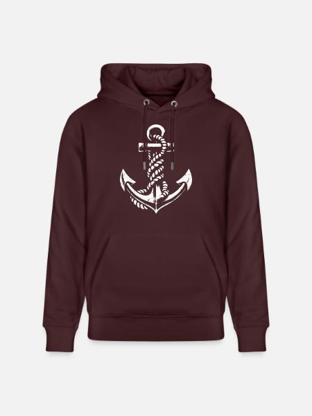 Anker mit Seemannsknoten Maritimes Design - Stanley/Stella Unisex Bio-Hoodie CRUISER - Maroon