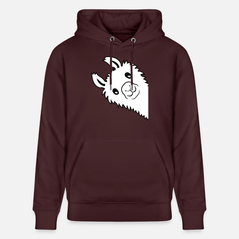Lama regarde latéral - Sweat à capuche bio CRUISER Stanley/Stella Unisexe - maroon
