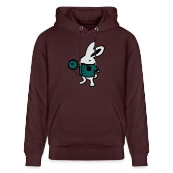 Kaninchen + Uhr - Stanley/Stella Unisex Bio-Hoodie CRUISER  - Maroon - Vorne - Alina (178cm) & Michal (187cm)