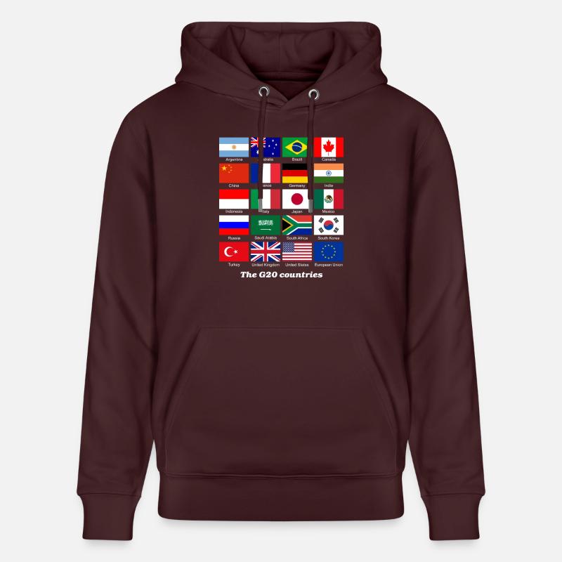Drapeau G20 - Sweat à capuche bio CRUISER Stanley/Stella Unisexe - maroon