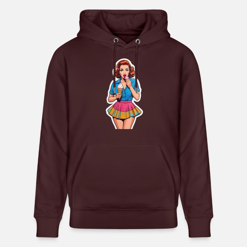 Retro Mädchen Eis essen - Stanley/Stella Unisex Bio-Hoodie CRUISER  - Maroon