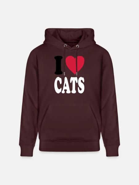 I love CATS - Stanley/Stella CRUISER Unisex Organic Hoodie - maroon
