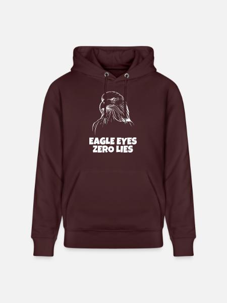 Eagle Eyes, Zero Lies - Stanley/Stella CRUISER Unisex Organic Hoodie - maroon