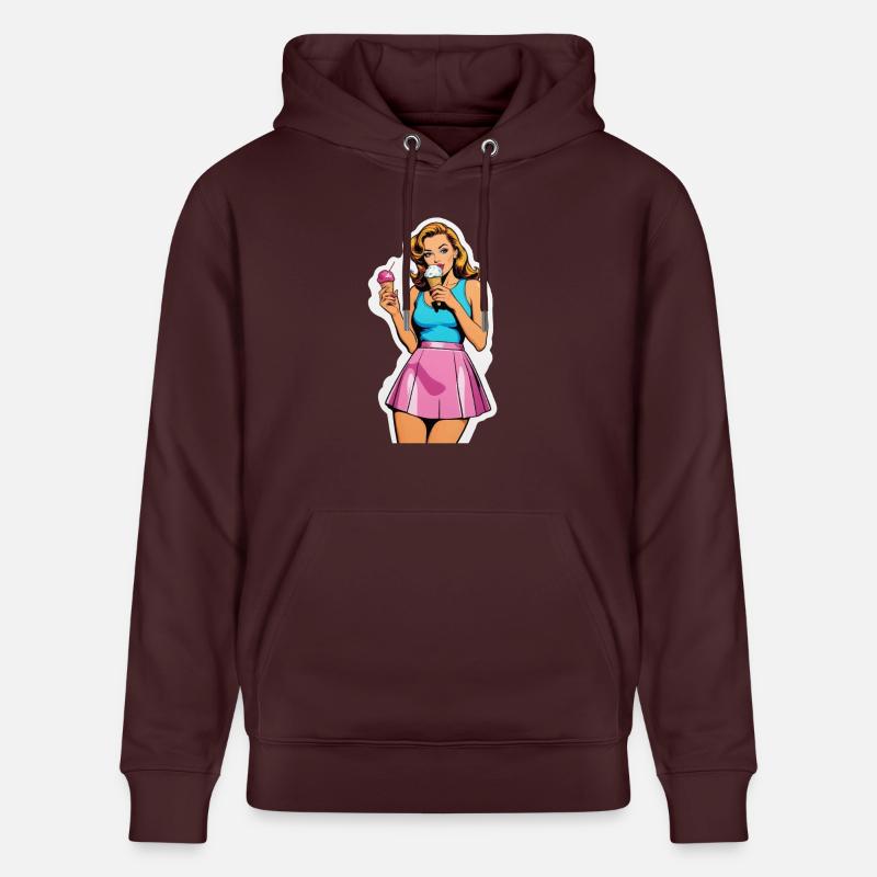 Retro Mädchen Eis essen - Stanley/Stella Unisex Bio-Hoodie CRUISER  - Maroon