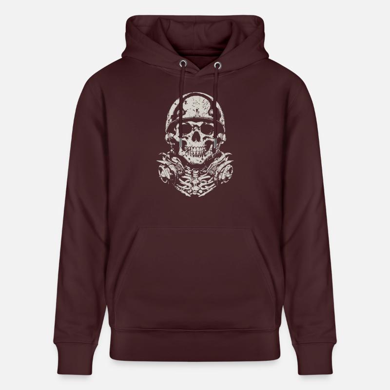 Crâne avec casque - Sweat à capuche bio CRUISER Stanley/Stella Unisexe - maroon