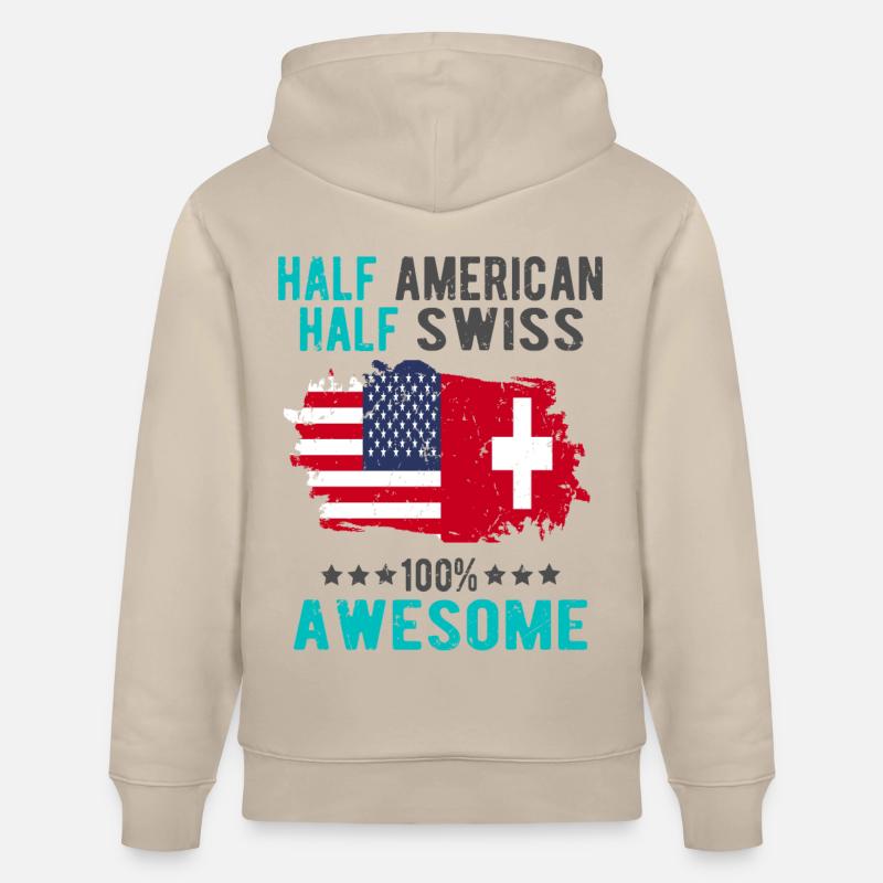 Halb Amerikaner Halb Schweizer - Stanley/Stella Unisex Bio-Hoodie CRUISER  - Beige