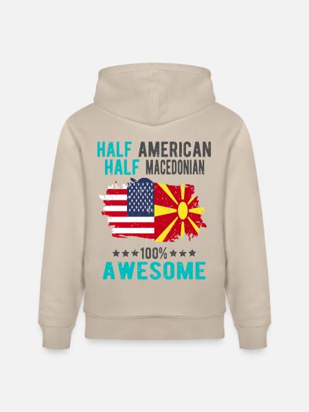 Half American Half Macedonian - Stanley/Stella CRUISER Unisex Organic Hoodie - beige