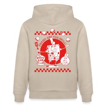 Spongebob Schwammkopf Design In Rot & Weiß - Stanley/Stella Unisex Bio-Hoodie CRUISER  - Beige - Hinten - Alina (178cm)