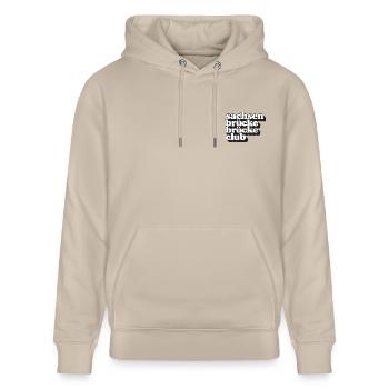 HomeisLeipzig Sachsenbrucke DropPlain - Stanley/Stella Unisex Bio-Hoodie CRUISER  - Beige - Vorne - Alina (178cm) & Michal (187cm)