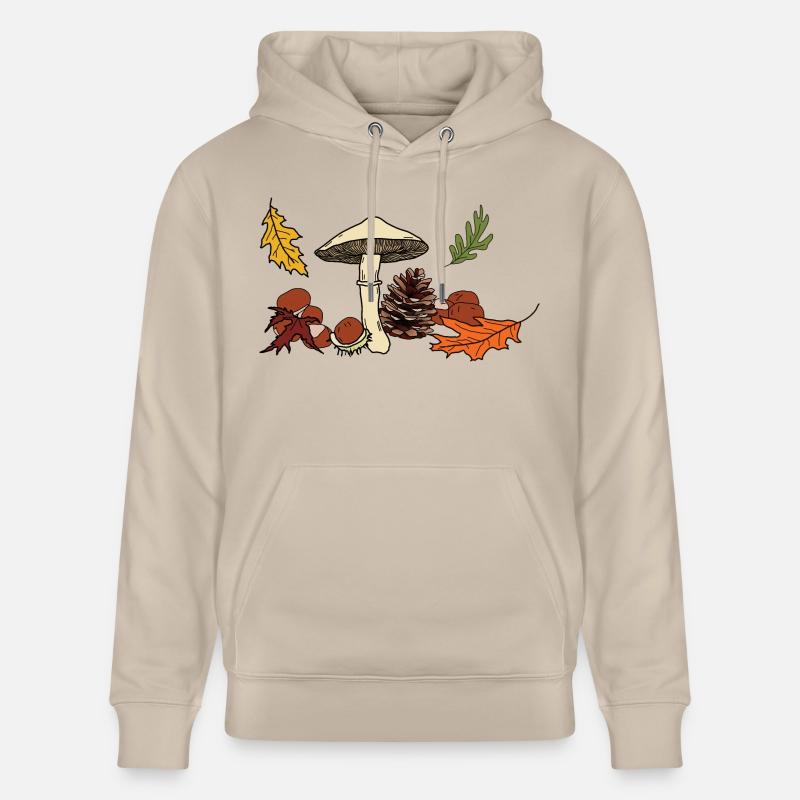 Feuilles de champignon d’automne Châtaignier - Sweat à capuche bio CRUISER Stanley/Stella Unisexe - beige