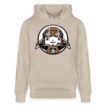 Hase Motorrad Fahren Biker Fahrer Roller Mofa Cool - Stanley/Stella Unisex Bio-Hoodie CRUISER  - Beige - Vorne - Alina (178cm) & Michal (187cm)