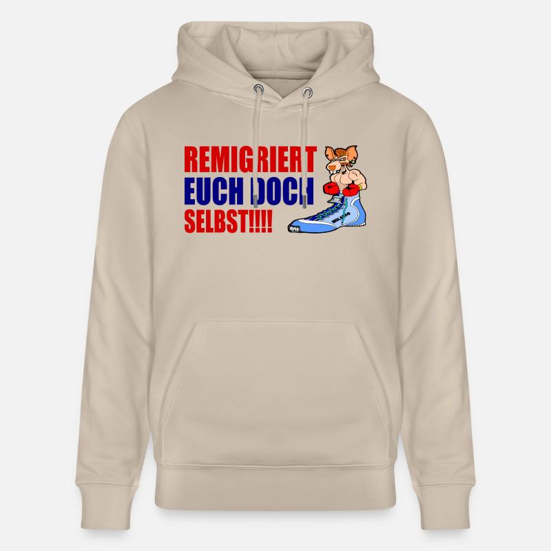 remigriert euch doch selbst - Stanley/Stella Unisex Bio-Hoodie CRUISER  - Beige