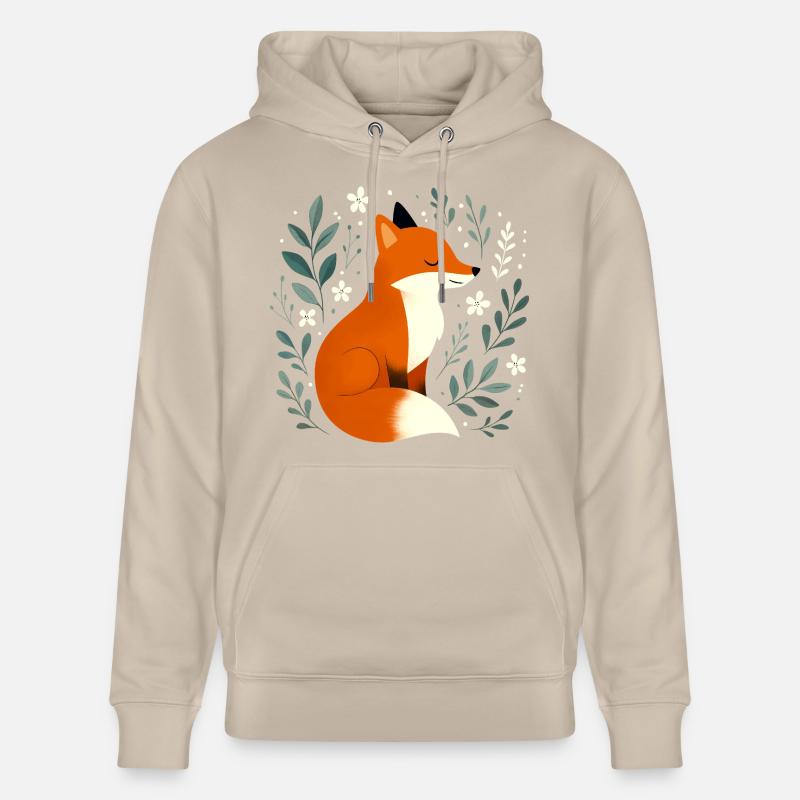 Renard avec des fleurs - Sweat à capuche bio CRUISER Stanley/Stella Unisexe - beige