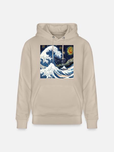 Kanagawa Waves, Japans, Grote Golf, Natuurliefhebber - Stanley/Stella Uniseks bio-hoodie CRUISER  - beige