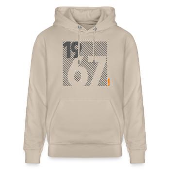 Made in 1967 Retro Modernist Design Birthday Gift - Stanley/Stella CRUISER Unisex Organic Hoodie - beige - Front - Alina (178cm) & Michal (187cm)
