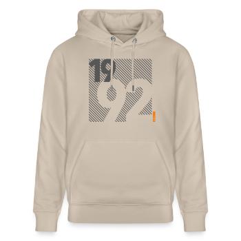 Made in 1992 Retro Modernist Design Birthday Gift - Stanley/Stella CRUISER Unisex Organic Hoodie - beige - Front - Alina (178cm) & Michal (187cm)