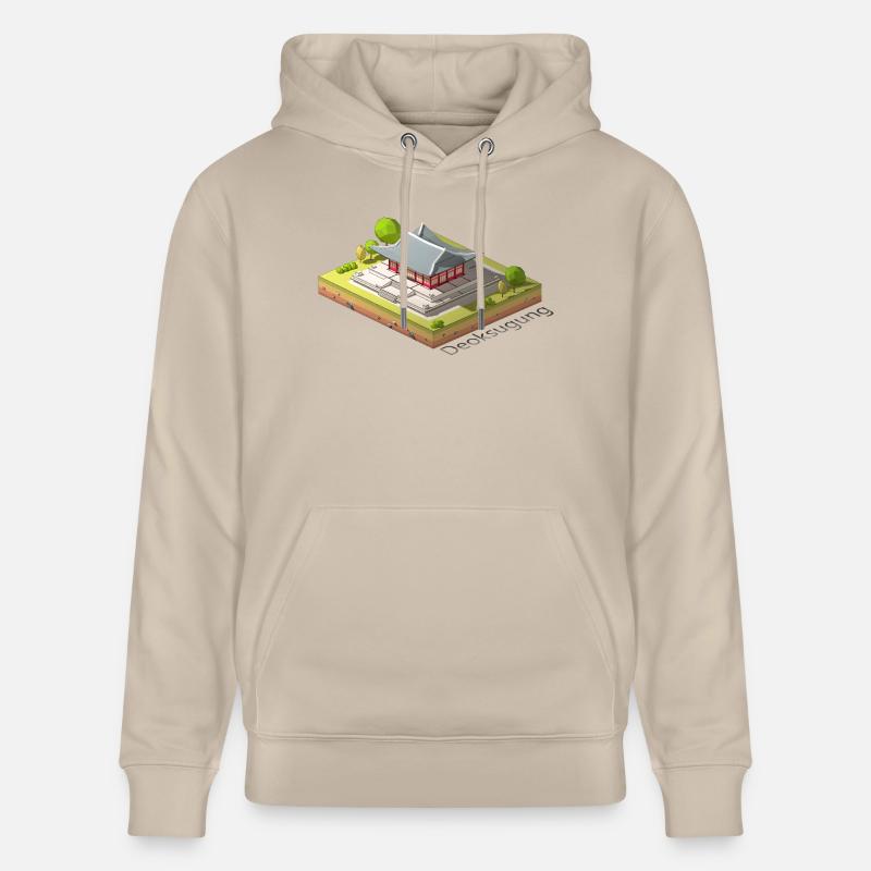 Géométrique low poly Deoksugung - Sweat à capuche bio CRUISER Stanley/Stella Unisexe - beige