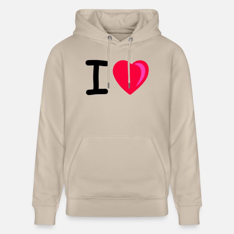 I heart - Stanley/Stella CRUISER Unisex Organic Hoodie - beige