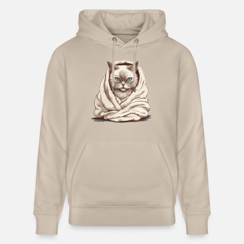 Chat dans une couverture - Sweat à capuche bio CRUISER Stanley/Stella Unisexe - beige