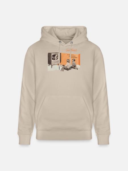 Nordmende Retro TV med barn framför skärmen - Ekologisk luvtröja CRUISER unisex från Stanley/Stella - beige