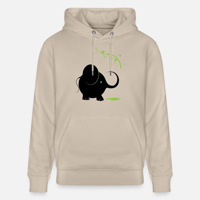 Éléphant noir avec peinture verte - Sweat à capuche bio CRUISER Stanley/Stella Unisexe - beige