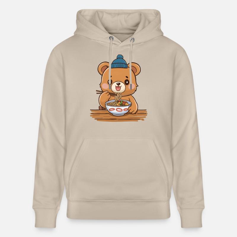 Ours Kawaii mangeant des ramen - Sweat à capuche bio CRUISER Stanley/Stella Unisexe - beige