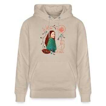 "Ein Mädchen Namens Willow" Willow Mit Fuchs Rufus - Stanley/Stella Unisex Bio-Hoodie CRUISER  - Beige - Vorne - Alina (178cm) & Michal (187cm)