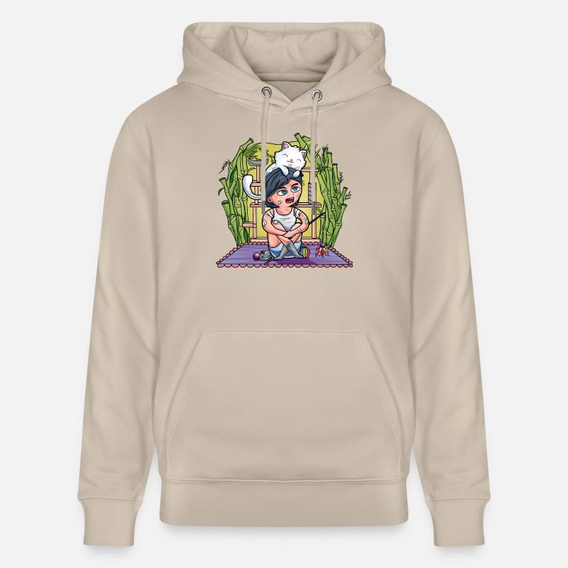 Fille / femme avec son chat - Sweat à capuche bio CRUISER Stanley/Stella Unisexe - beige