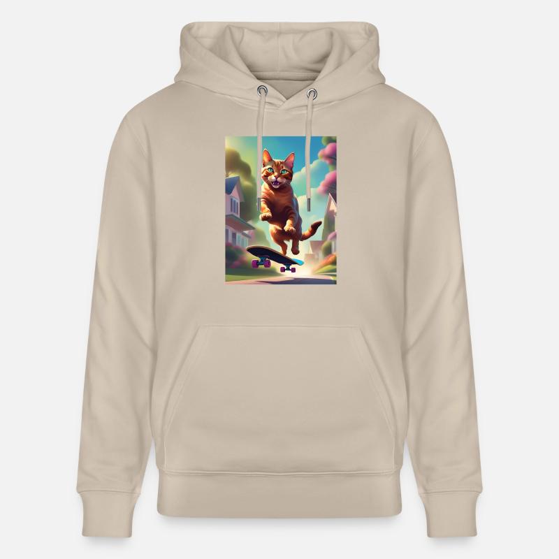 Chat skateboarer - Sweat à capuche bio CRUISER Stanley/Stella Unisexe - beige
