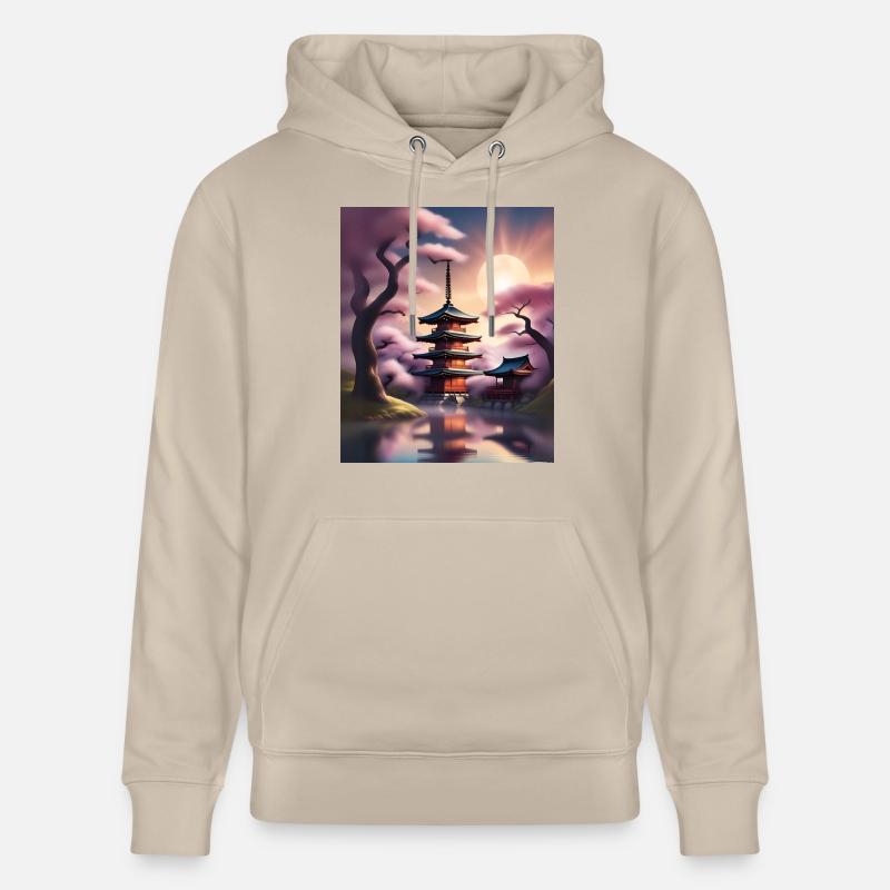 Bâtiments japonais pendant les sakura - Sweat à capuche bio CRUISER Stanley/Stella Unisexe - beige