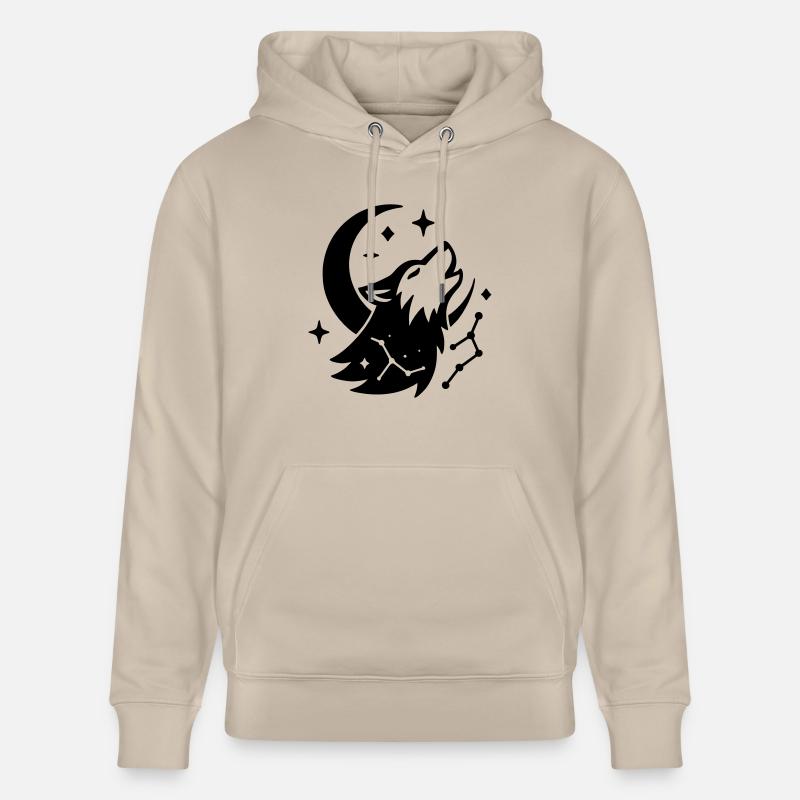 Loup de lune avec constellation - Sweat à capuche bio CRUISER Stanley/Stella Unisexe - beige