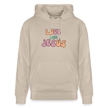 Love like Jesus - Stanley/Stella Unisex Bio-Hoodie CRUISER  - Beige - Vorne - Alina (178cm) & Michal (187cm)