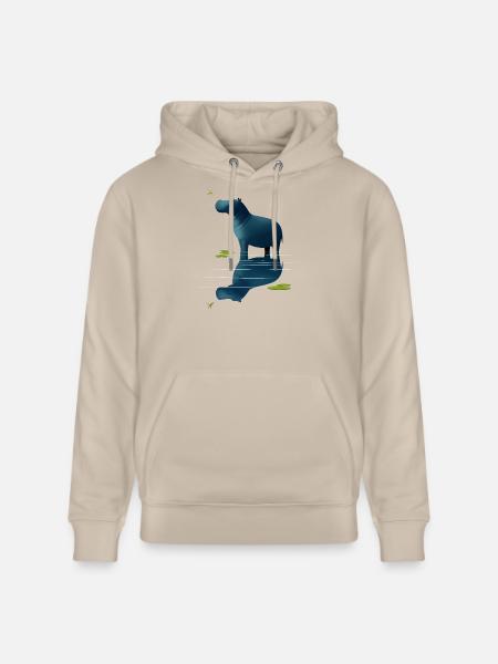 Hippopotame et libellule - Sweat à capuche bio CRUISER Stanley/Stella Unisexe - beige