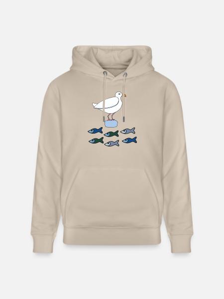 möve mit fischen - Stanley/Stella Unisex Bio-Hoodie CRUISER  - Beige
