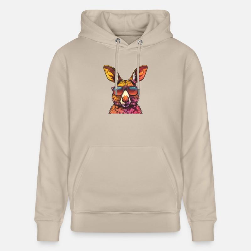 Lunettes de soleil kangourou drôle - Sweat à capuche bio CRUISER Stanley/Stella Unisexe - beige